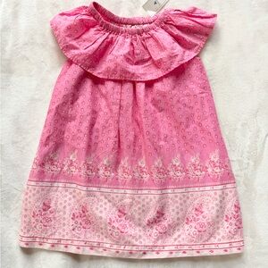 Baby Gap Ruffle Top Short Sleeve Paisley Floral Pink Dress 100% Cotton Sz 3T NWT